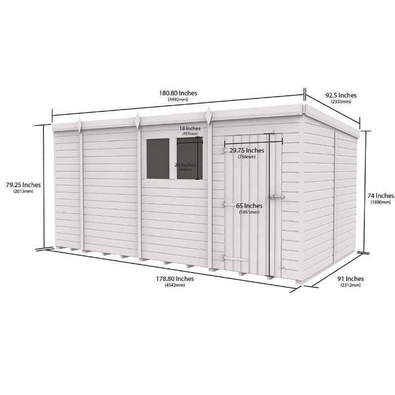 Holt 15' x 8' Pressure Treated Shiplap Modular Pent Security Shed