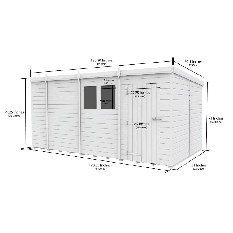 Holt 15' x 8' Pressure Treated Shiplap Modular Pent Shed