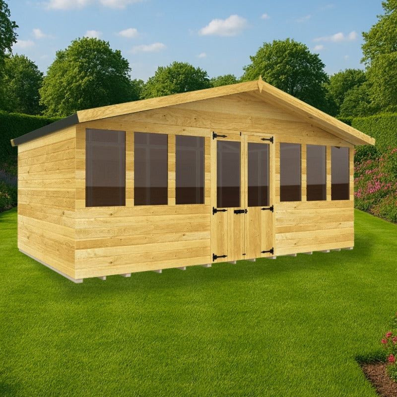 Holt 16' x 10' Supreme Shiplap Pressure Treated Summer House With Installation | Sheds.co.uk