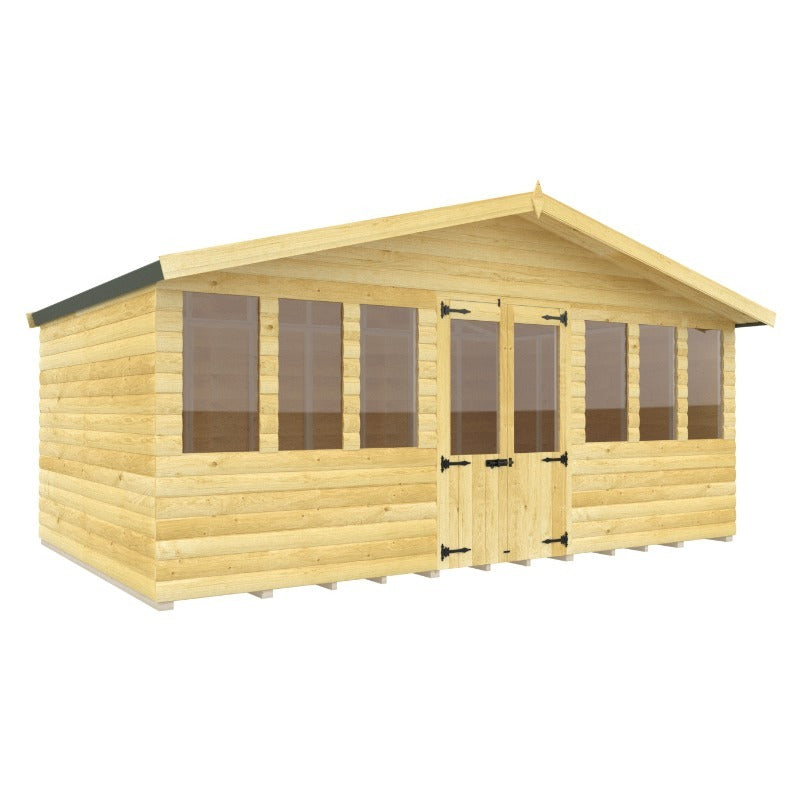 Holt 16' x 10' Ultimate Loglap Pressure Treated Summer House With Installation | Sheds.co.uk