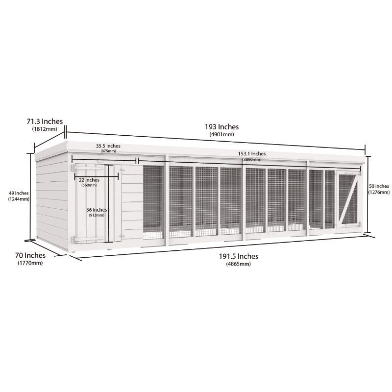 Holt 16' x 6' Pressure Treated Shiplap Dog Kennel And Run | Sheds.co.uk