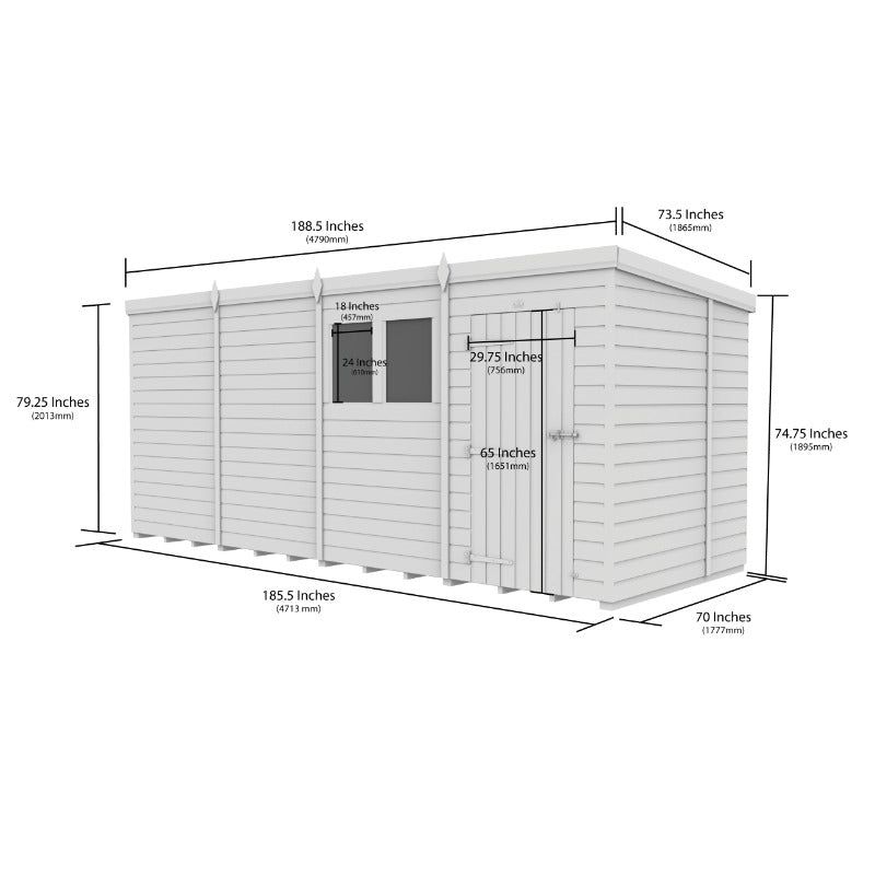 Holt 16' x 6' Pressure Treated Shiplap Modular Pent Shed | Sheds.co.uk
