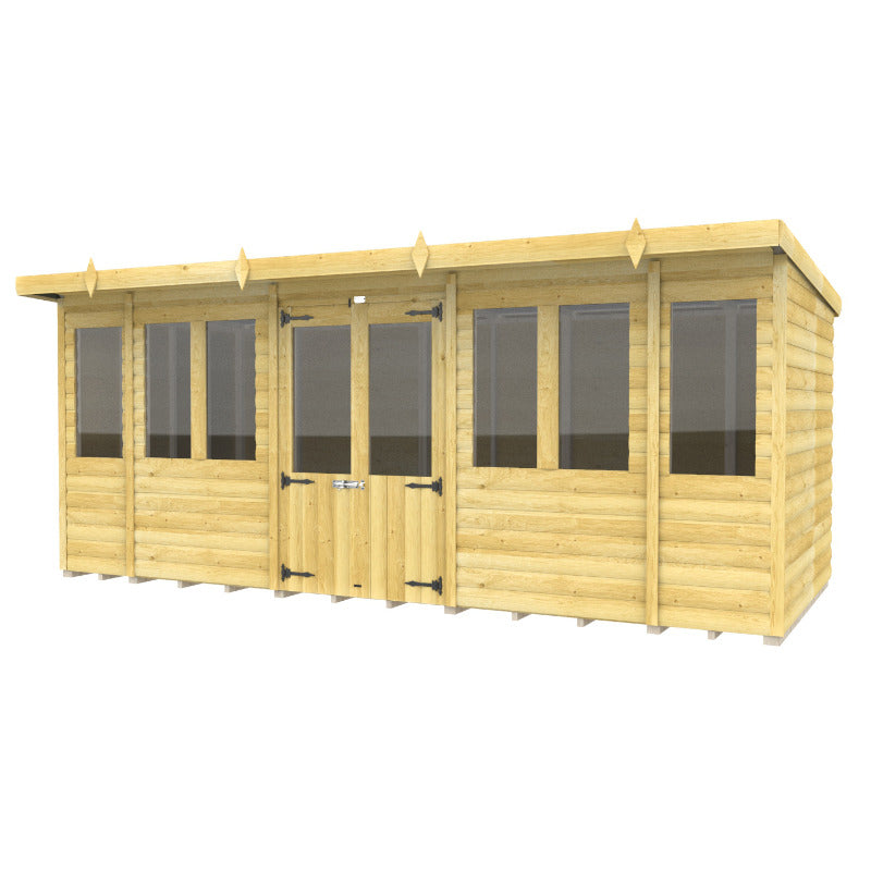 Holt 16' x 7' Alexander Loglap Pressure Treated Pent Summer House | Sheds.co.uk
