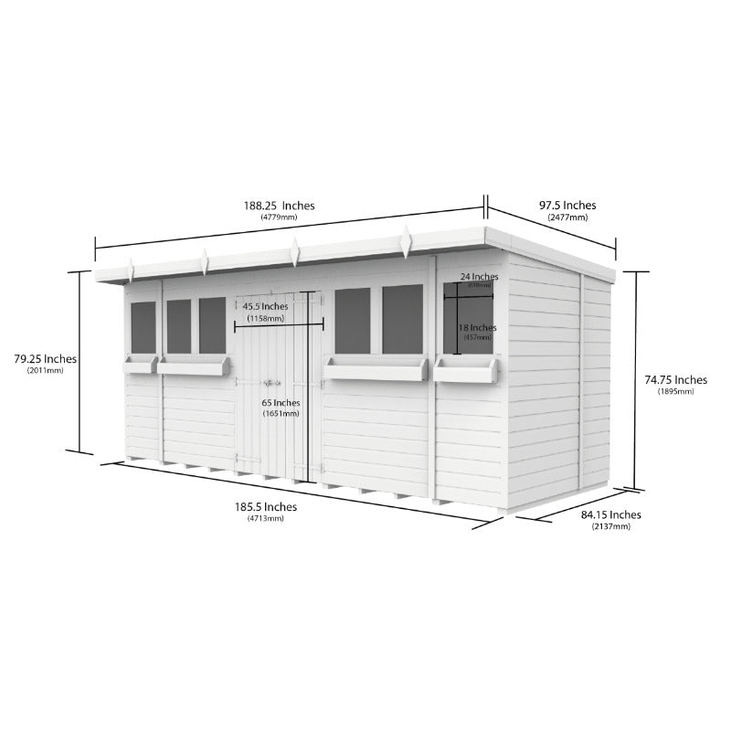 Holt 16' x 7' Handsworth Loglap Pressure Treated Pent Summer Shed