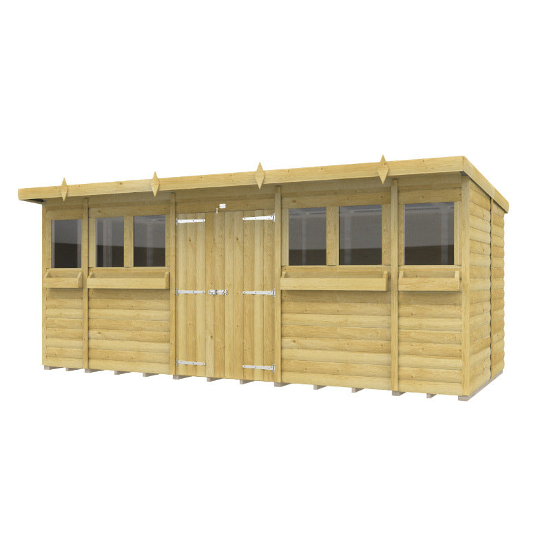 Holt 16' x 7' Handsworth Loglap Pressure Treated Pent Summer Shed | Sheds.co.uk
