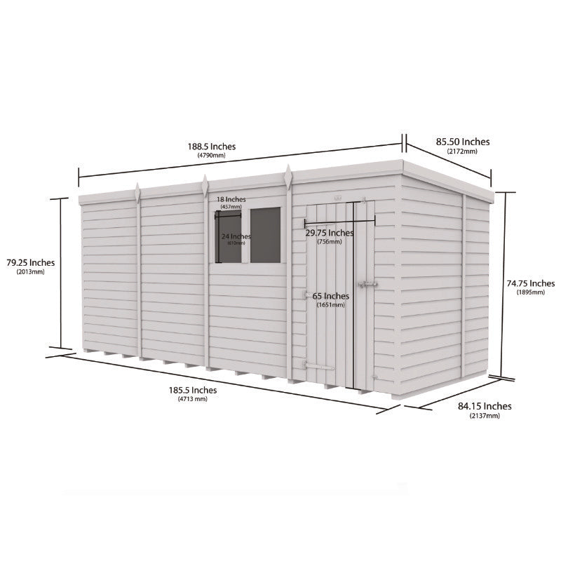 Holt 16' x 7' Pressure Treated Shiplap Modular Pent Security Shed