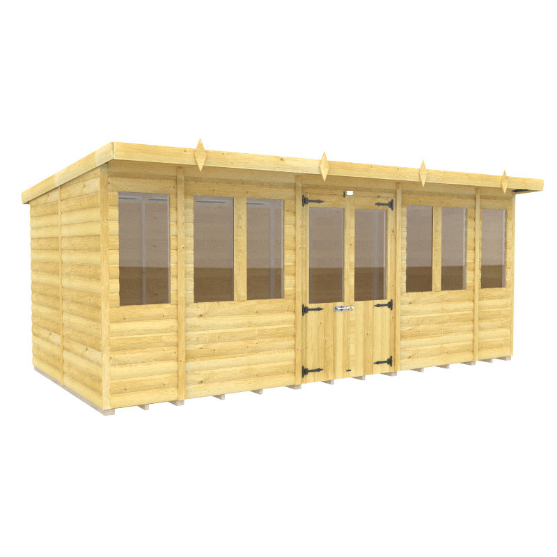 Holt 16' x 8' Alexander Loglap Pressure Treated Pent Summer House | Sheds.co.uk