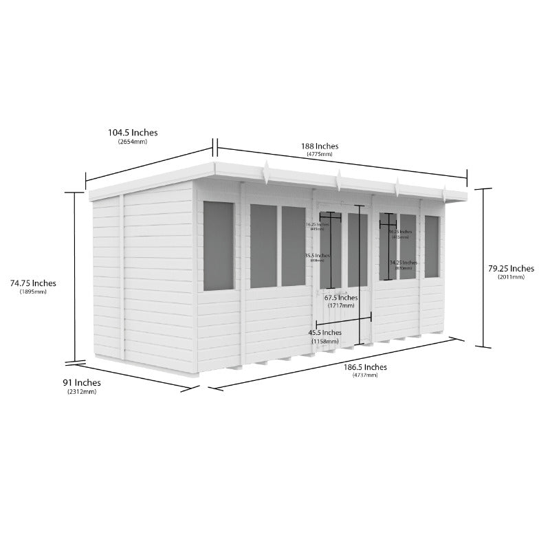 Holt 16' x 8' Alexander Loglap Pressure Treated Pent Summer House | Sheds.co.uk