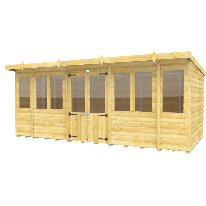 Holt 16' x 8' Alexander Loglap Pressure Treated Pent Summer House | Sheds.co.uk