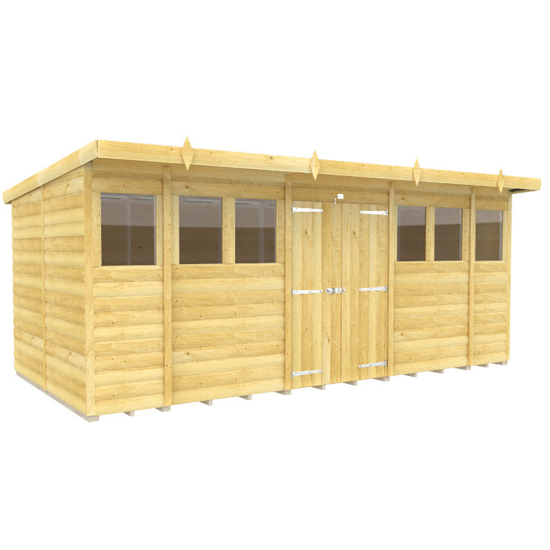 Holt 16' x 8' Handsworth Loglap Pressure Treated Pent Summer Shed | Sheds.co.uk