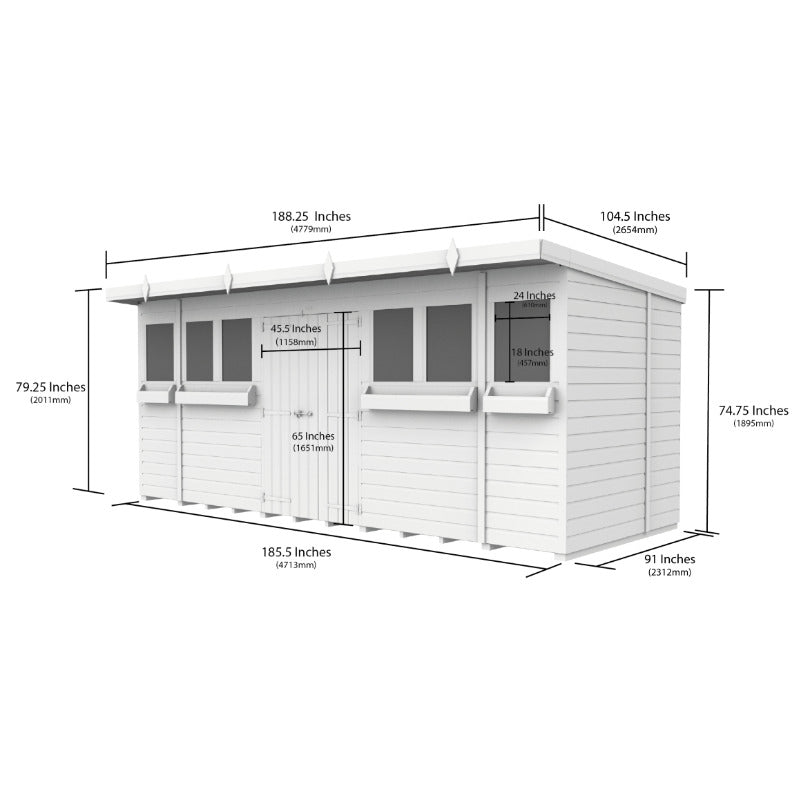 Holt 16' x 8' Handsworth Loglap Pressure Treated Pent Summer Shed