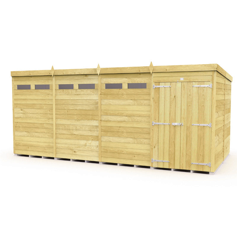 Holt 16' x 8' Pressure Treated Shiplap Modular Pent Security Shed | Sheds.co.uk
