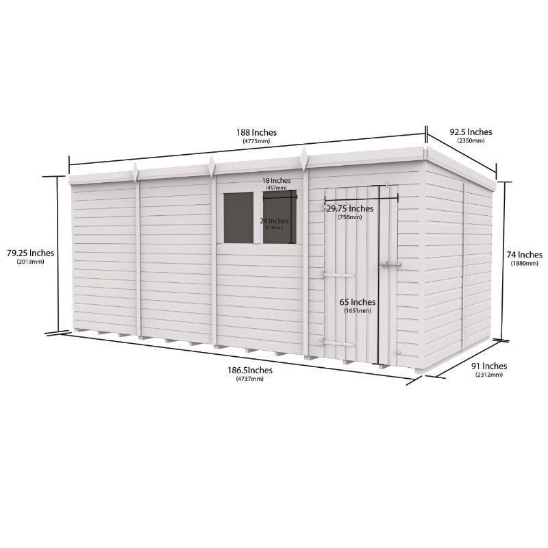 Holt 16' x 8' Pressure Treated Shiplap Modular Pent Security Shed | Sheds.co.uk