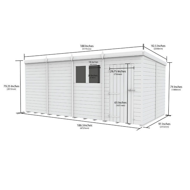 Holt 16' x 8' Pressure Treated Shiplap Modular Pent Shed | Sheds.co.uk