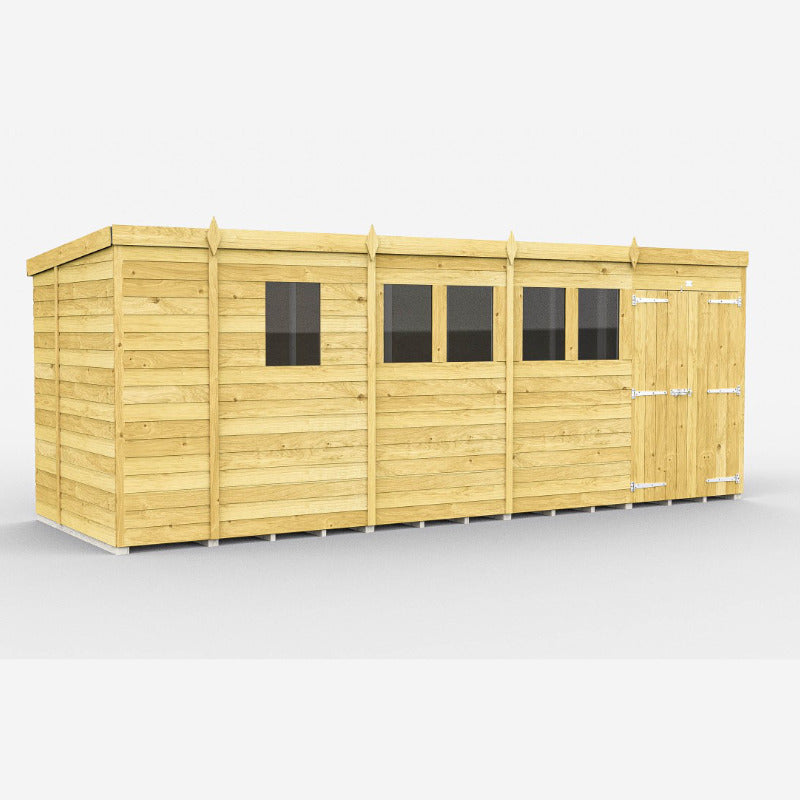Holt 17' x 7' Pressure Treated Shiplap Modular Pent Shed | Sheds.co.uk