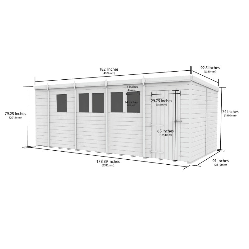 Holt 17' x 8' Pressure Treated Shiplap Modular Pent Shed | Sheds.co.uk
