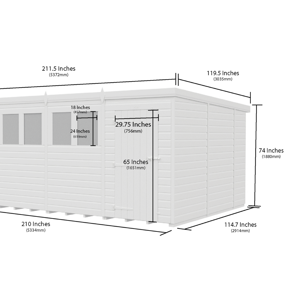 Holt 18' x 10' Pressure Treated Shiplap Modular Pent Shed | Sheds.co.uk