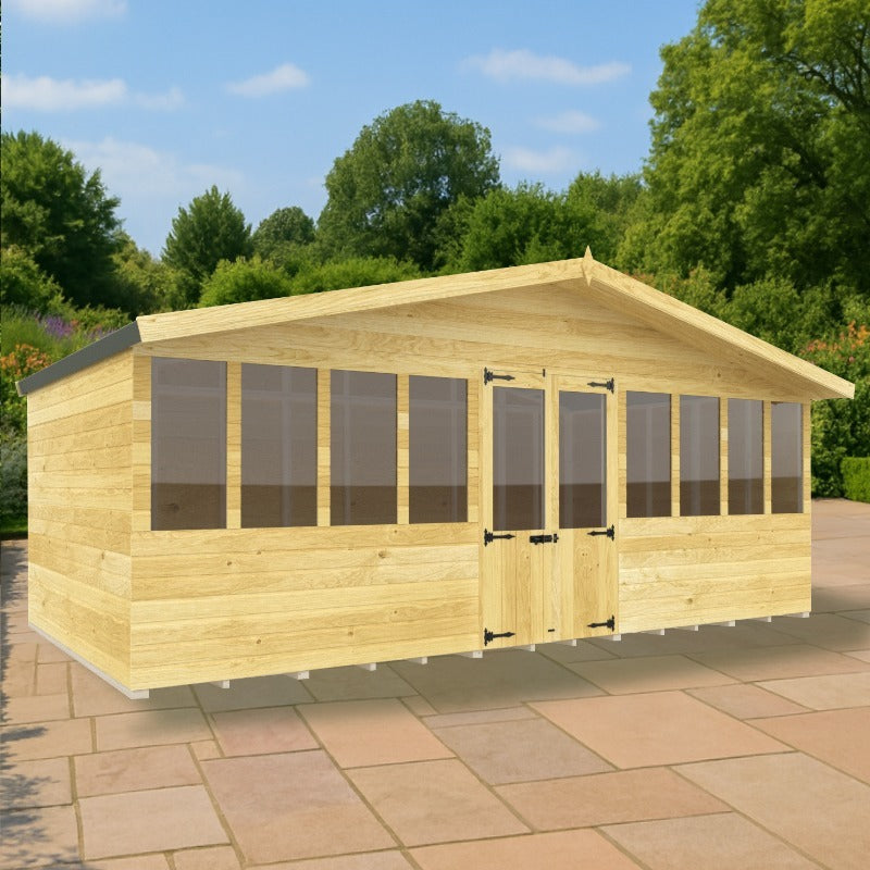 Holt 18' x 10' Supreme Shiplap Pressure Treated Summer House With Installation | Sheds.co.uk