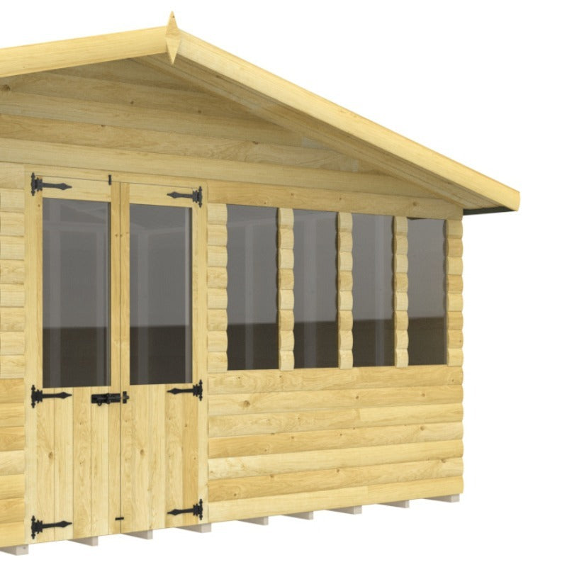 Holt 18' x 10' Ultimate Loglap Pressure Treated Summer House With Installation | Sheds.co.uk