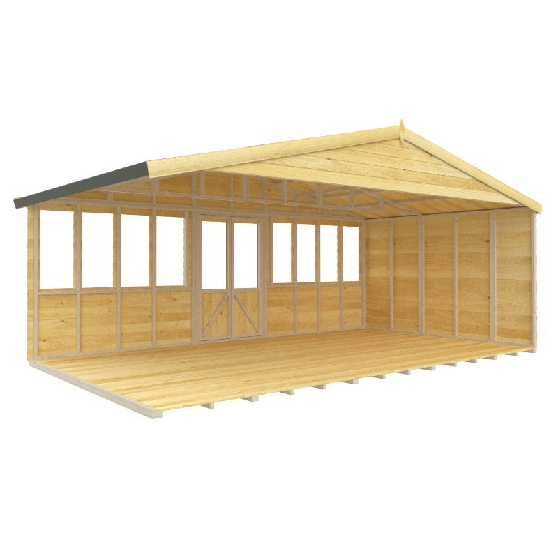 Holt 18' x 10' Ultimate Loglap Pressure Treated Summer House With Installation | Sheds.co.uk