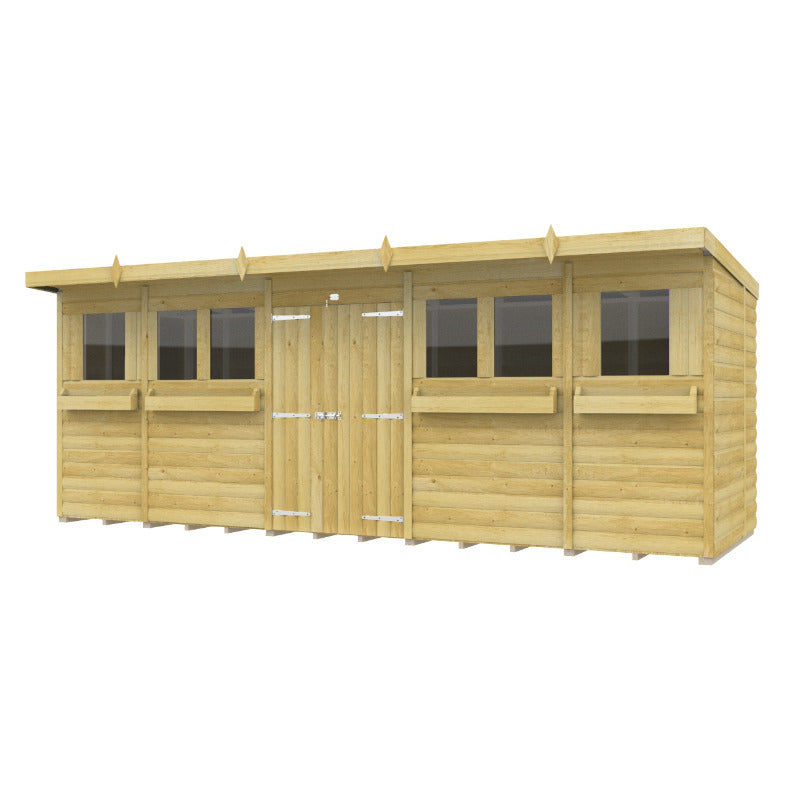 Holt 18' x 6' Handsworth Loglap Pressure Treated Pent Summer Shed | Sheds.co.uk
