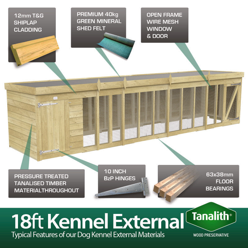 Holt 18' x 6' Pressure Treated Shiplap Dog Kennel And Run | Sheds.co.uk