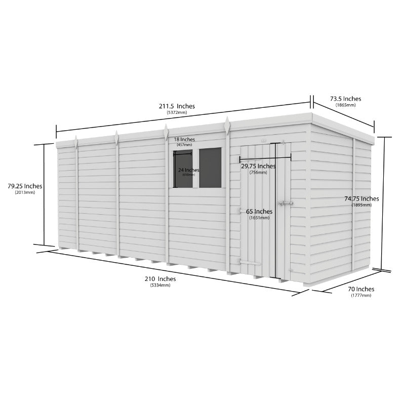Holt 18' x 6' Pressure Treated Shiplap Modular Pent Shed