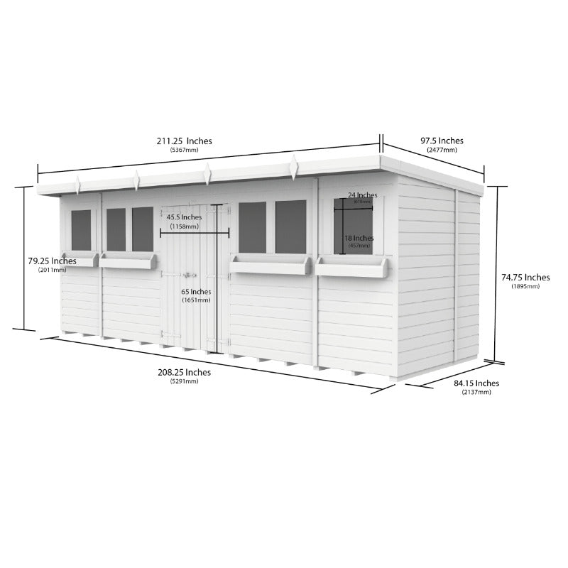 Holt 18' x 7' Handsworth Pressure Treated Summer Shed | Sheds.co.uk