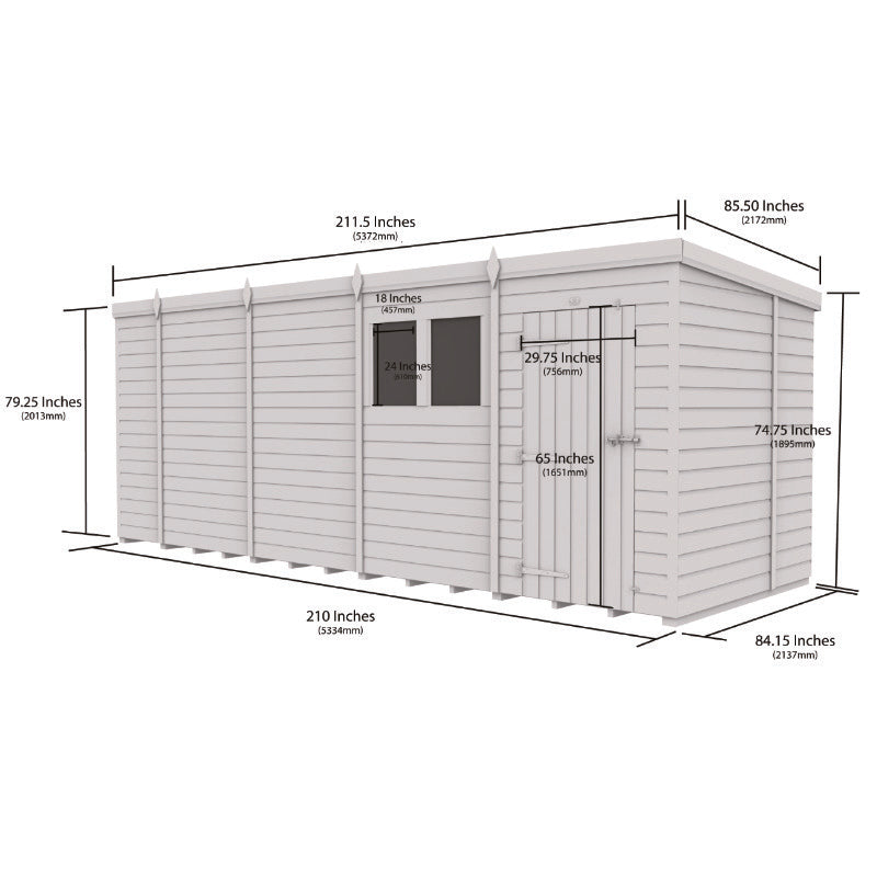 Holt 18' x 7' Pressure Treated Shiplap Modular Pent Security Shed | Sheds.co.uk