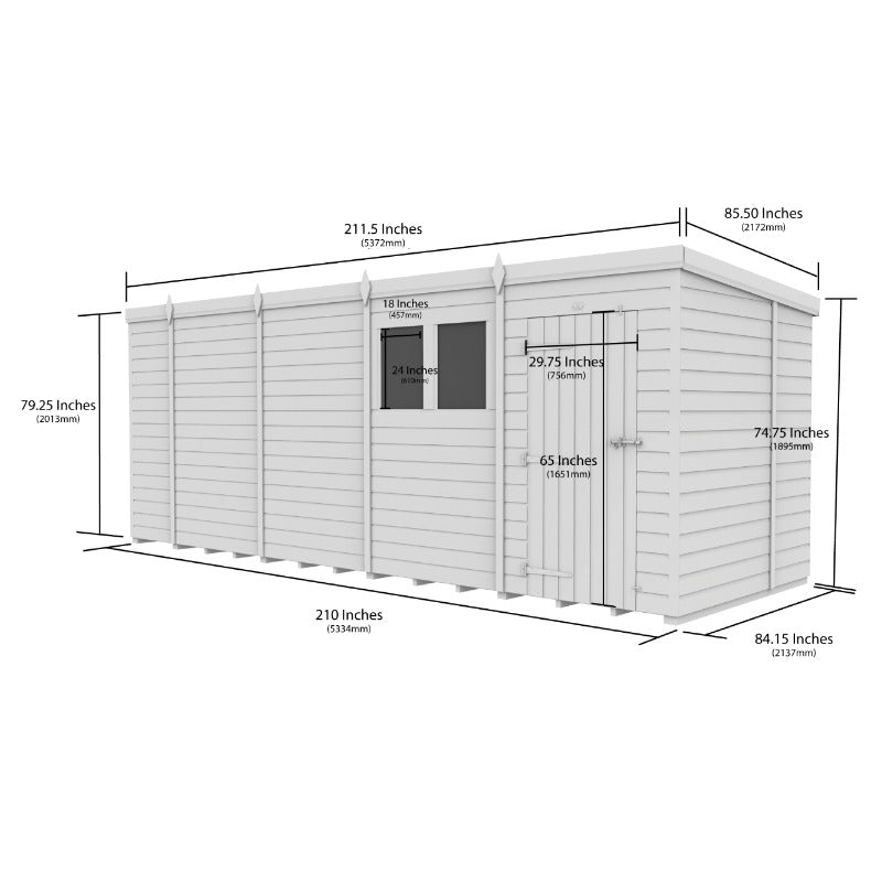 Holt 18' x 7' Pressure Treated Shiplap Modular Pent Shed | Sheds.co.uk