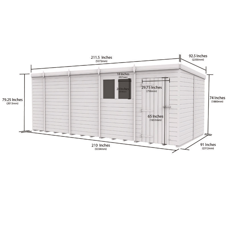 Holt 18' x 8' Pressure Treated Shiplap Modular Pent Security Shed | Sheds.co.uk
