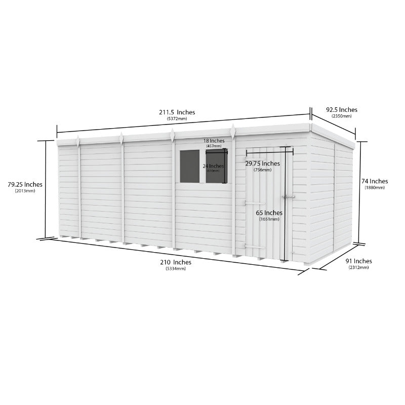 Holt 18' x 8' Pressure Treated Shiplap Modular Pent Shed | Sheds.co.uk