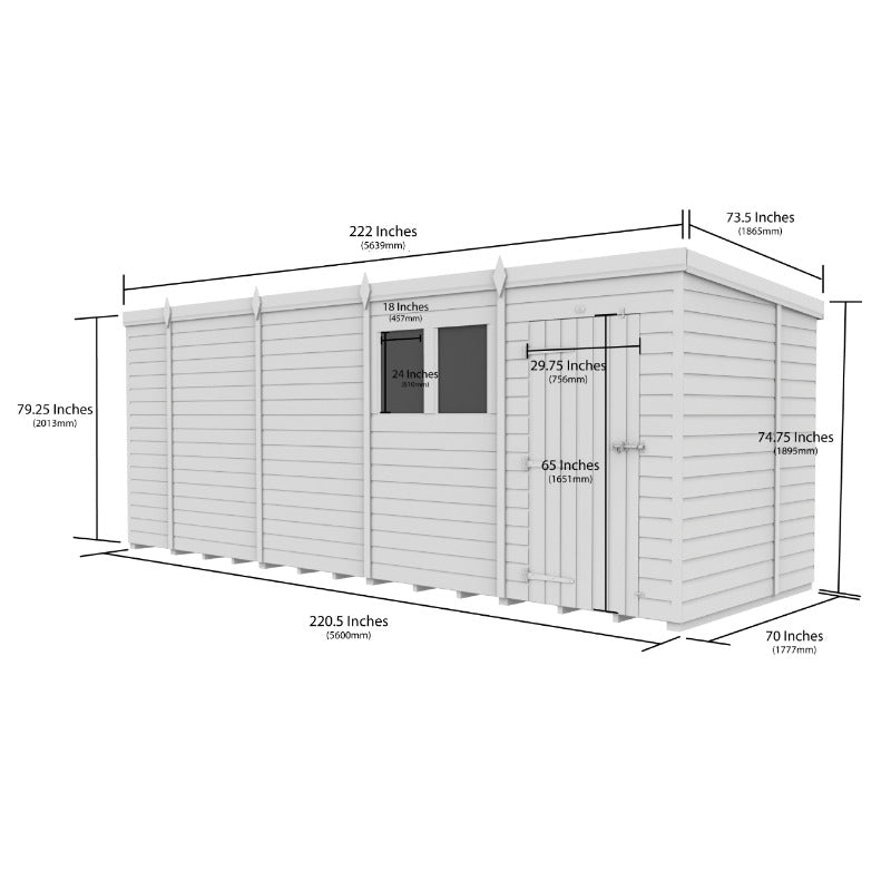 Holt 19' x 6' Pressure Treated Shiplap Modular Pent Shed
