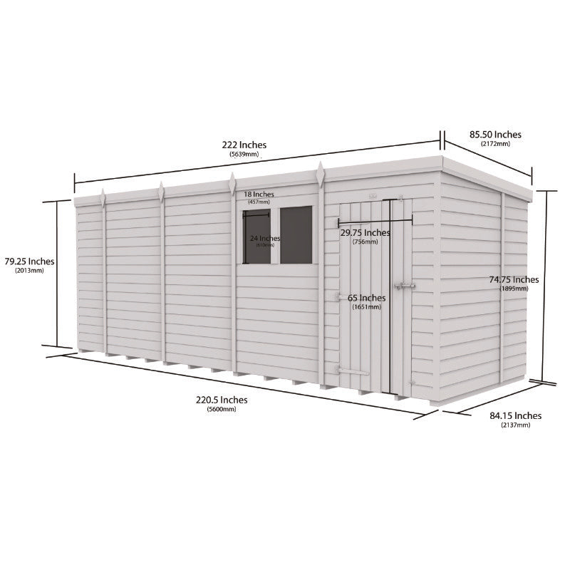 Holt 19' x 7' Pressure Treated Shiplap Modular Pent Security Shed