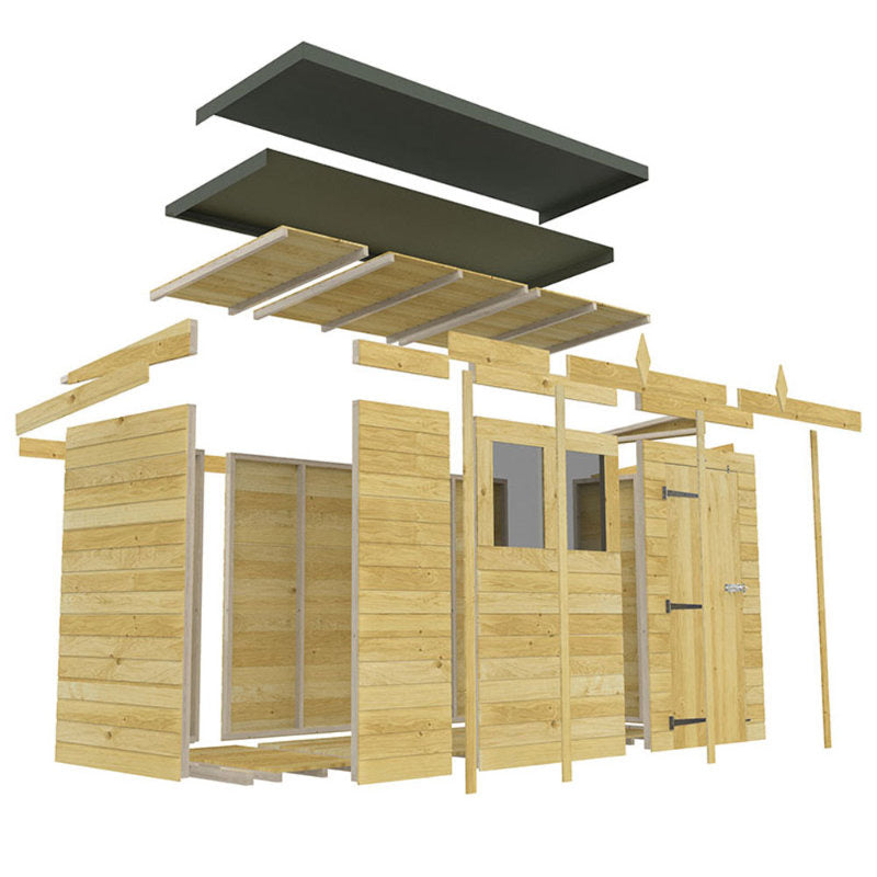Holt 19' x 7' Pressure Treated Shiplap Modular Pent Shed | Sheds.co.uk