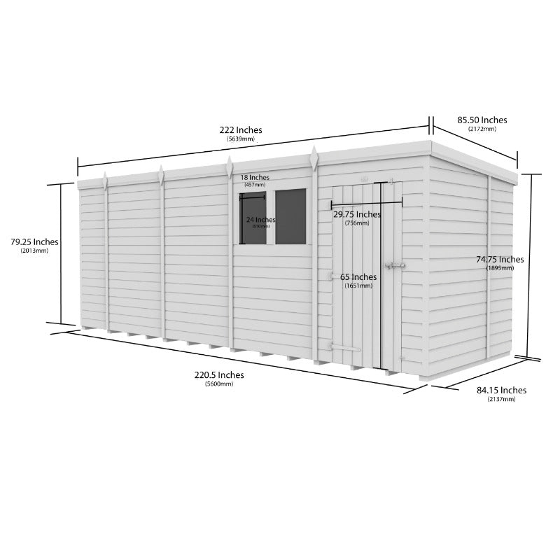 Holt 19' x 7' Pressure Treated Shiplap Modular Pent Shed
