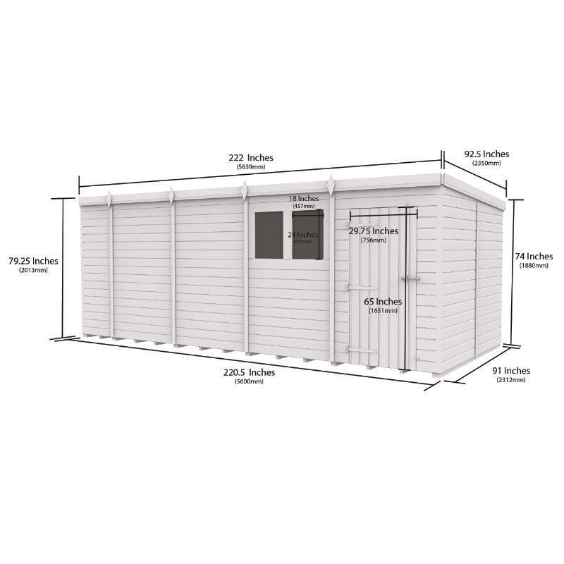 Holt 19' x 8' Pressure Treated Shiplap Modular Pent Security Shed | Sheds.co.uk