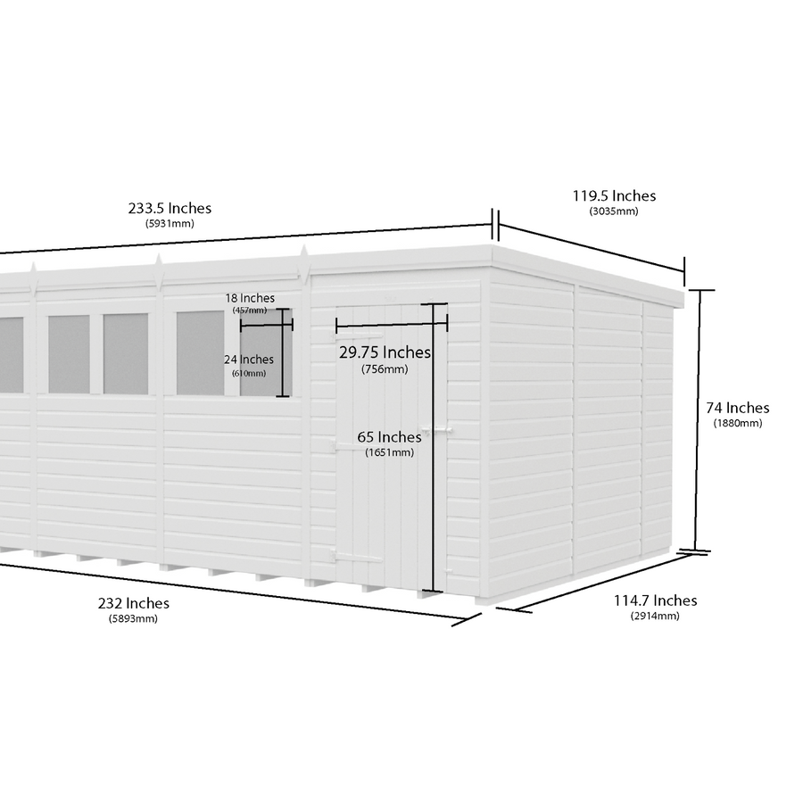 Holt 20' x 10' Pressure Treated Shiplap Modular Pent Shed