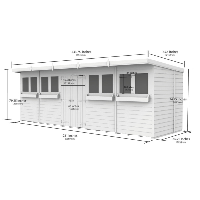 Holt 20' x 6' Handsworth Loglap Pressure Treated Pent Summer Shed