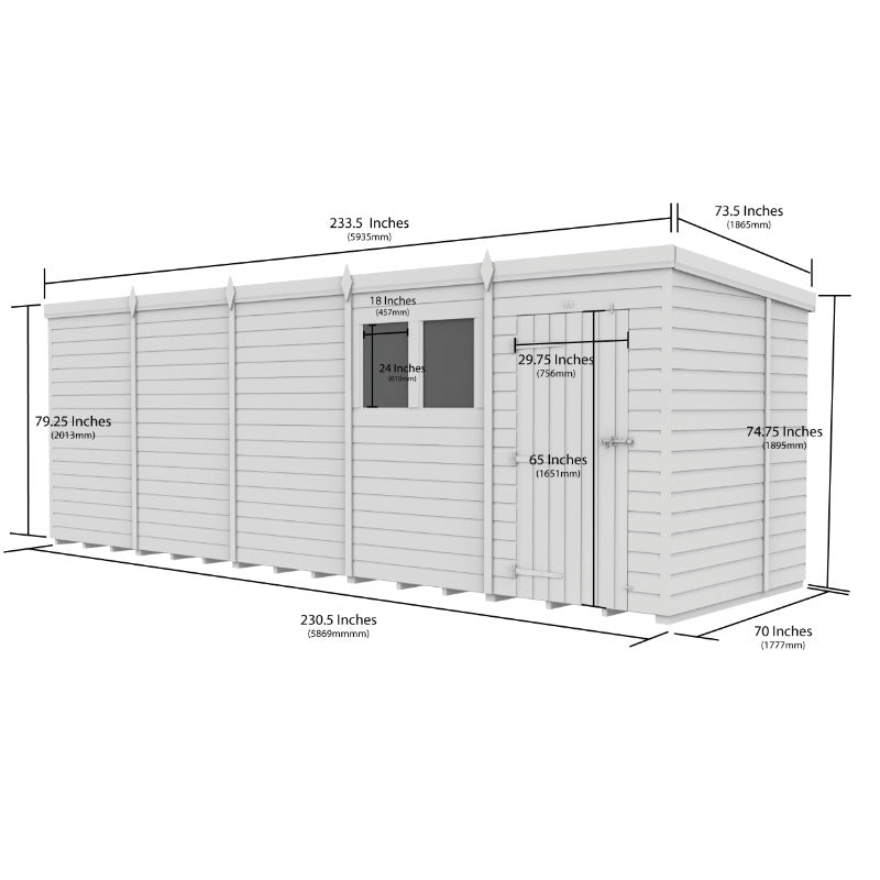 Holt 20' x 6' Pressure Treated Shiplap Modular Pent Shed | Sheds.co.uk