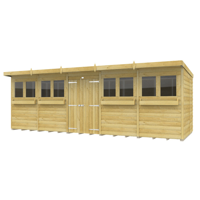 Holt 20' x 7' Handsworth Loglap Pressure Treated Pent Summer Shed | Sheds.co.uk