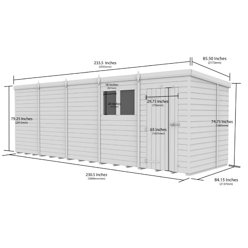 Holt 20' x 7' Pressure Treated Shiplap Modular Pent Shed | Sheds.co.uk
