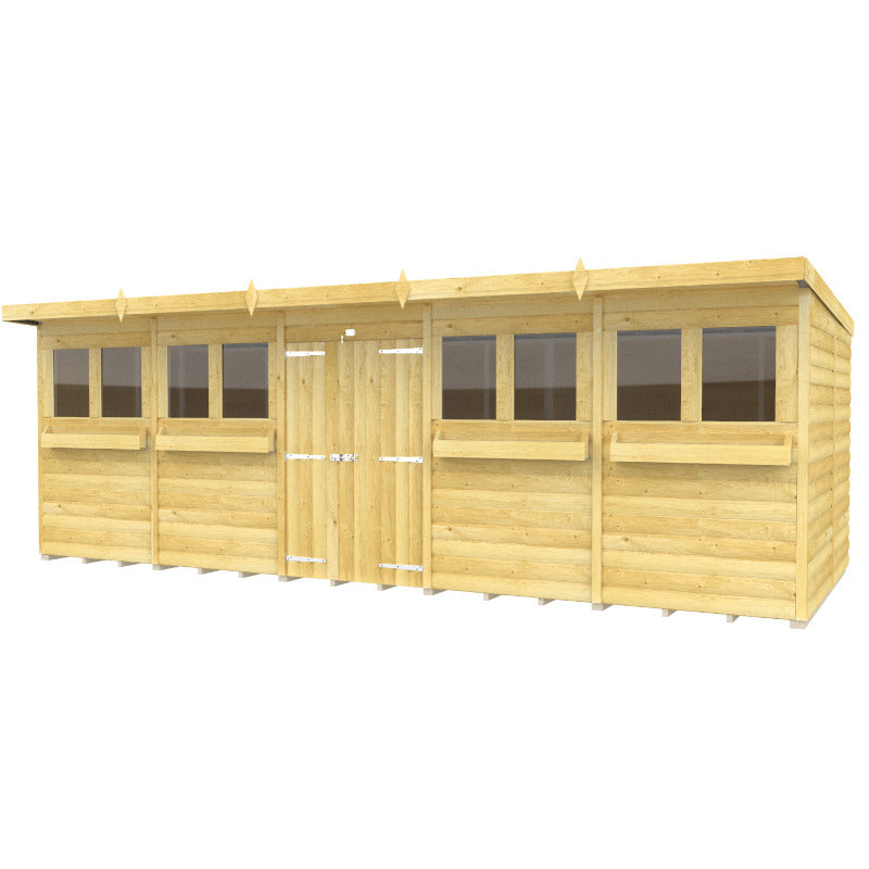 Holt 20' x 8' Handsworth Loglap Pressure Treated Pent Summer Shed | Sheds.co.uk