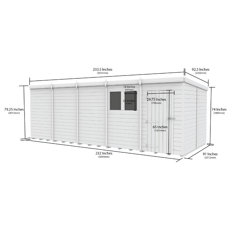 Holt 20' x 8' Pressure Treated Shiplap Modular Pent Shed | Sheds.co.uk