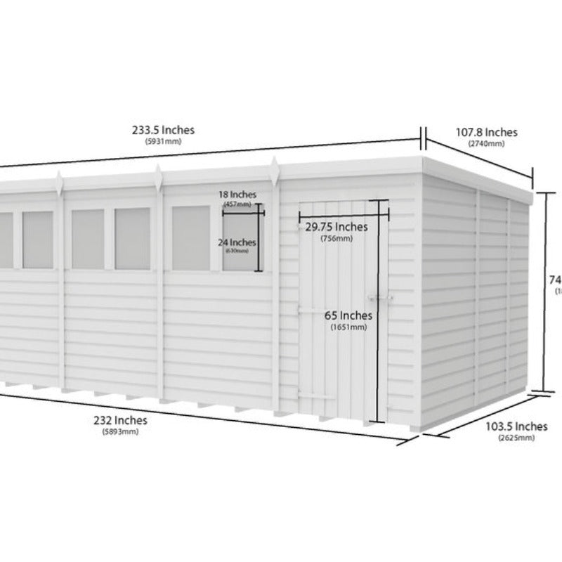 Holt 20' x 9' Pressure Treated Shiplap Modular Pent Shed