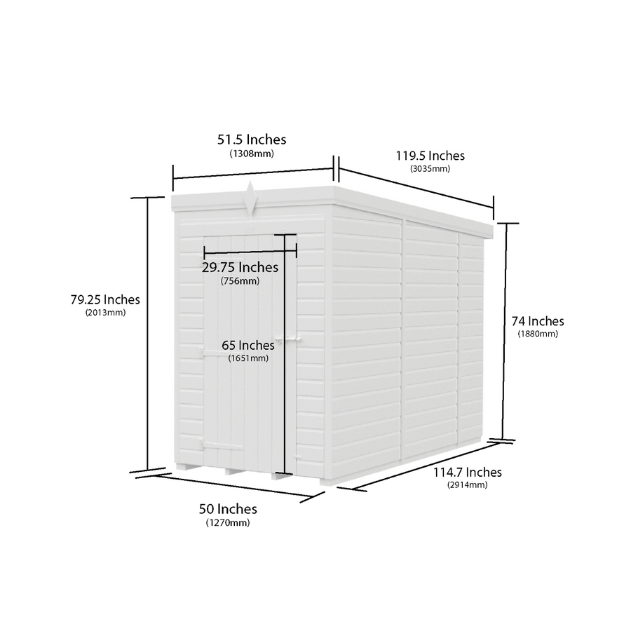 Holt 4' x 10' Pressure Treated Shiplap Modular Pent Shed