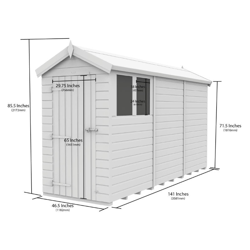 Holt 4' x 12' Pressure Treated Shiplap Modular Apex Shed