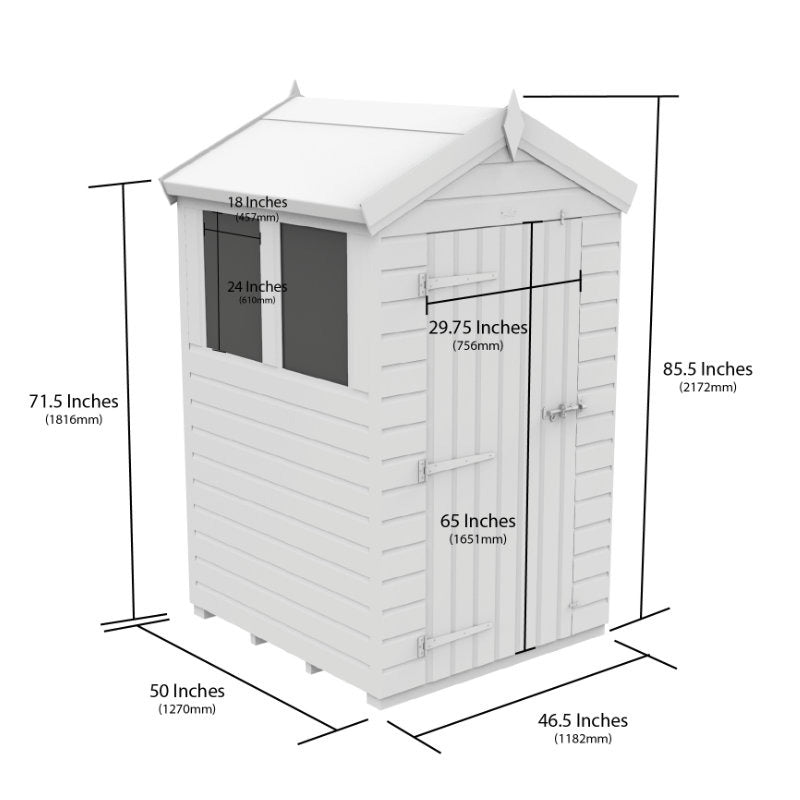 Holt 4' x 4' Pressure Treated Shiplap Modular Apex Shed | Sheds.co.uk