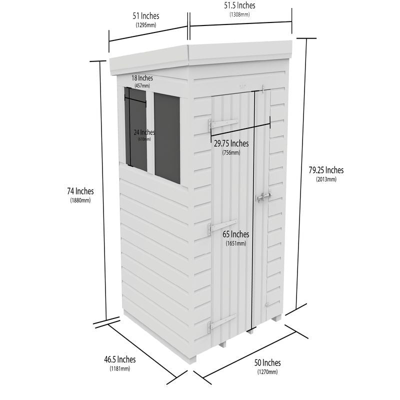 Holt 4' x 4' Pressure Treated Shiplap Modular Pent Security Shed