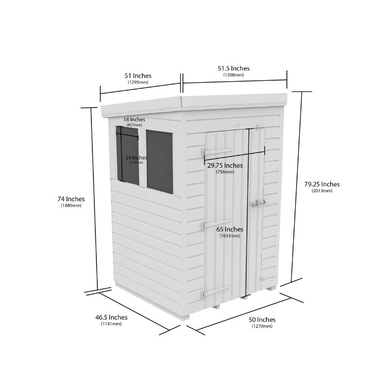 Holt 4' x 4' Pressure Treated Shiplap Modular Pent Shed